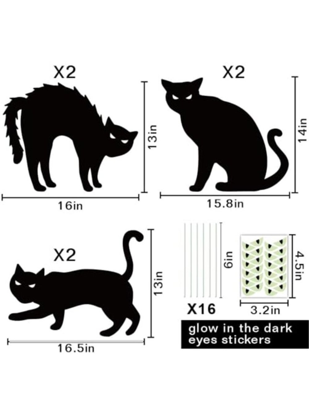 Halloween Decorations Outdoor 6ct Black Cat Decor Yard Signs with Stakes - Picture 2 of 7